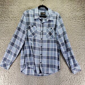 Hurley Shirt Mens Large Blue Plaid Long Sleeve Button Up